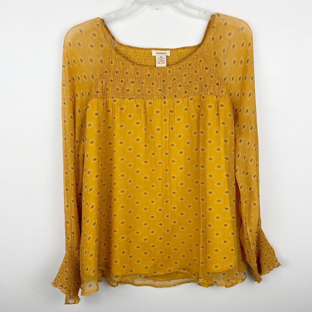 Sundance Shirred Yellow BOHO Patterned Summer Top